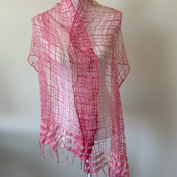 Pink Sheer Textured Scarf - Picture 2 of 6